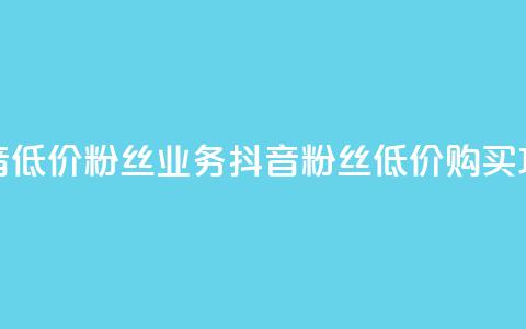 抖音低价粉丝业务(抖音粉丝低价购买攻略)  第1张 抖音低价粉丝业务(抖音粉丝低价购买攻略)  第1张