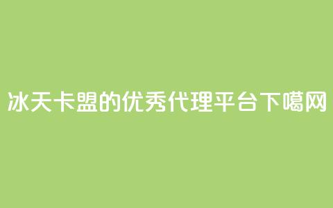 冰天卡盟的优秀代理平台 第1张 冰天卡盟的优秀代理平台 第1张