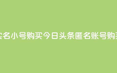 今日头条实名小号购买(今日头条匿名账号购买真实身份)  第1张