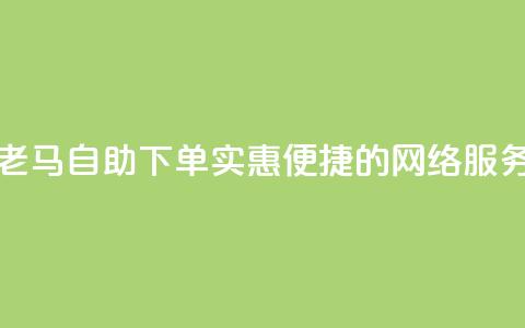 网络老马自助下单：实惠便捷的网络服务平台  第1张
