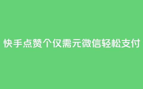 快手点赞100个仅需2元 微信轻松支付 第1张 快手点赞100个仅需2元 微信轻松支付 第1张