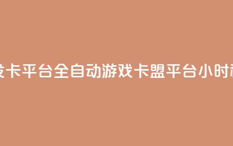 游戏卡盟24小时自动发卡平台 - 全自动游戏卡盟平台 24小时秒速发卡服务!  第1张