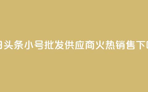 今日头条小号批发供应商火热销售 第1张 今日头条小号批发供应商火热销售 第1张