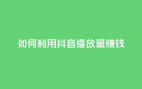 如何利用抖音播放量赚钱  第1张