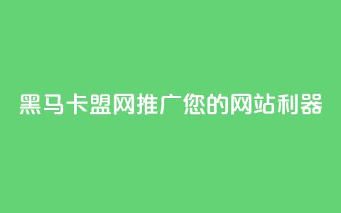 黑马卡盟网：推广您的网站利器  第1张