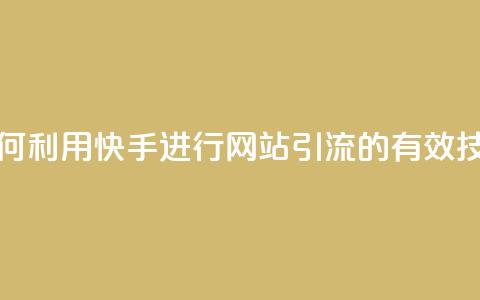 如何利用快手进行网站引流的有效技巧  第1张