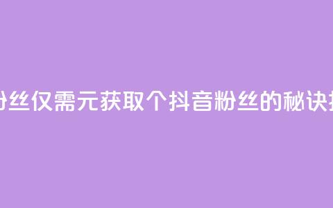 1元500个抖音粉丝 - 仅需1元获取500个抖音粉丝的秘诀揭秘。  第1张