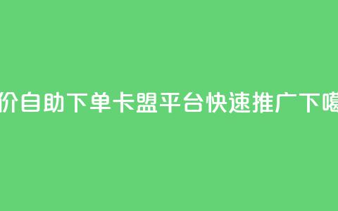低价自助下单：卡盟平台快速推广  第1张