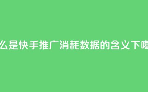 什么是快手推广消耗数据的含义 第1张 什么是快手推广消耗数据的含义 第1张