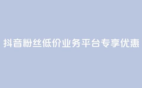 抖音粉丝低价业务平台专享优惠  第1张 抖音粉丝低价业务平台专享优惠  第1张