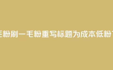 ks刷一毛1000粉(ks刷一毛1000粉重写标题为成本低1000粉) 第1张 ks刷一毛1000粉(ks刷一毛1000粉重写标题为成本低1000粉) 第1张
