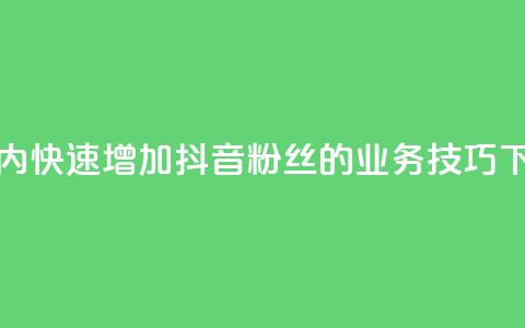 24小时内快速增加抖音粉丝的业务技巧 第1张 24小时内快速增加抖音粉丝的业务技巧 第1张