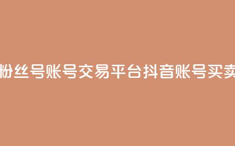 抖音粉丝号账号交易平台(抖音账号买卖平台)  第1张