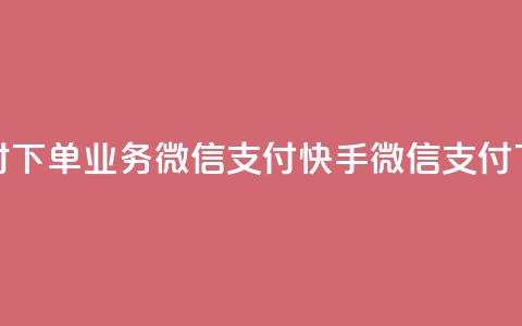 快手24小时下单业务微信支付(快手微信支付下单24小时)  第1张