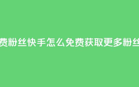 快手免费粉丝 - 快手怎么免费获取更多粉丝?! 第1张 快手免费粉丝 - 快手怎么免费获取更多粉丝?! 第1张