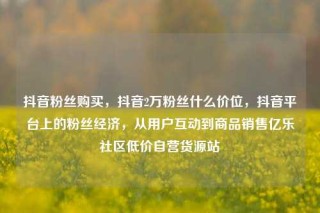 抖音粉丝购买，抖音2万粉丝什么价位，抖音平台上的粉丝经济，从用户互动到商品销售亿乐社区低价自营货源站