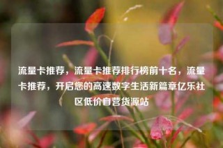 流量卡推荐，流量卡推荐排行榜前十名，流量卡推荐，开启您的高速数字生活新篇章亿乐社区低价自营货源站