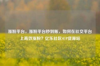 涨粉平台，涨粉平台秒到账，如何在社交平台上高效涨粉？亿乐社区SUP货源站
