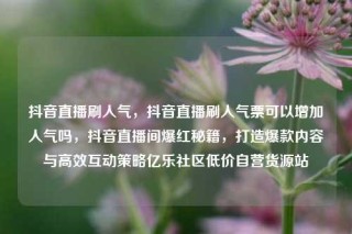 抖音直播刷人气，抖音直播刷人气票可以增加人气吗，抖音直播间爆红秘籍，打造爆款内容与高效互动策略亿乐社区低价自营货源站