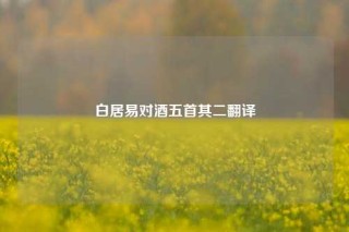 白居易对酒五首其二翻译