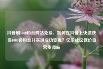 抖音刷1000粉丝网站免费，如何在抖音上快速获得1000名粉丝并实现成功变现？亿乐社区低价自营货源站