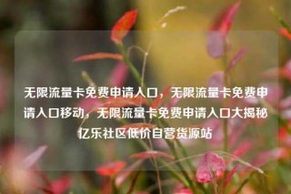 无限流量卡免费申请入口，无限流量卡免费申请入口移动，无限流量卡免费申请入口大揭秘亿乐社区低价自营货源站