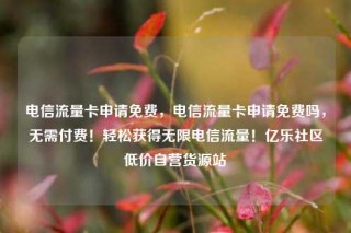 电信流量卡申请免费，电信流量卡申请免费吗，无需付费！轻松获得无限电信流量！亿乐社区低价自营货源站