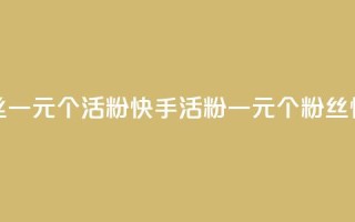 快手粉丝一元1000个活粉(快手活粉一元1000个，粉丝快速增长)