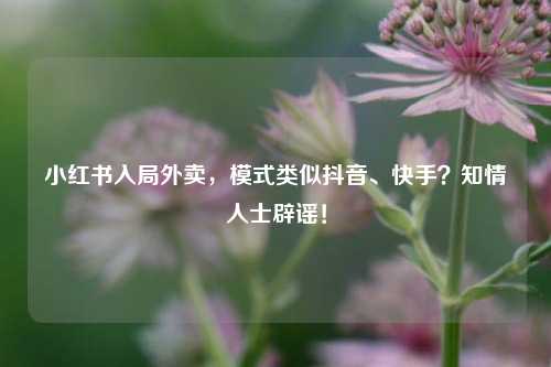小红书入局外卖，模式类似抖音、快手？知情人士辟谣！  第1张