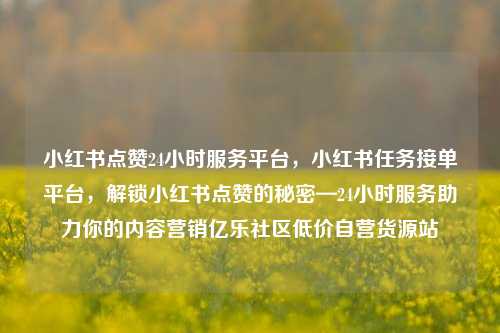 小红书点赞24小时服务平台，小红书任务接单平台，解锁小红书点赞的秘密—24小时服务助力你的内容营销亿乐社区低价自营货源站  第1张