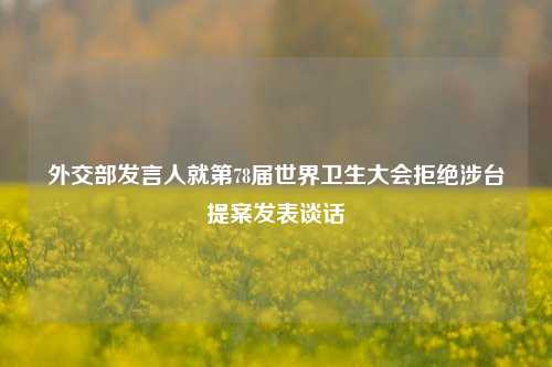 外交部发言人就第78届世界卫生大会拒绝涉台提案发表谈话  第1张