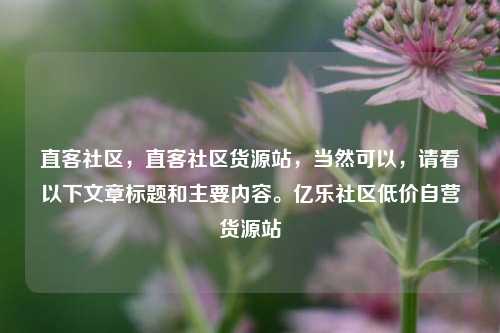 直客社区，直客社区货源站，当然可以	，请看以下文章标题和主要内容。亿乐社区低价自营货源站  第1张
