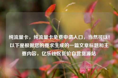 纯流量卡，纯流量卡免费申请入口	，当然可以！以下是根据您的要求生成的一篇文章标题和主要内容，亿乐社区低价自营货源站  第1张