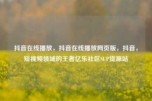 抖音在线播放	，抖音在线播放网页版，抖音，短视频领域的王者亿乐社区SUP货源站  第1张