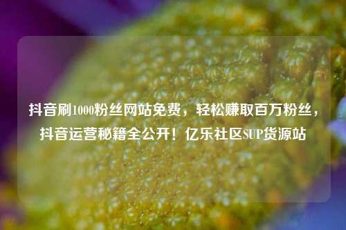 抖音刷1000粉丝网站免费，轻松赚取百万粉丝	，抖音运营秘籍全公开！亿乐社区SUP货源站  第1张