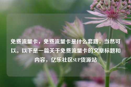 免费流量卡，免费流量卡是什么套路	，当然可以	。以下是一篇关于免费流量卡的文章标题和内容，亿乐社区SUP货源站  第1张