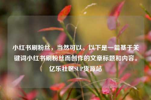 小红书刷粉丝，当然可以	。以下是一篇基于关键词小红书刷粉丝而创作的文章标题和内容。亿乐社区SUP货源站  第1张