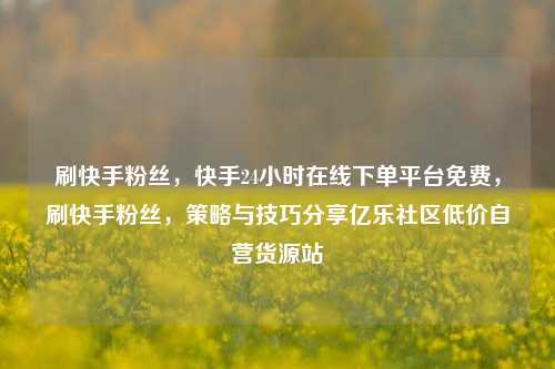 刷快手粉丝，快手24小时在线下单平台免费，刷快手粉丝	，策略与技巧分享亿乐社区低价自营货源站  第1张