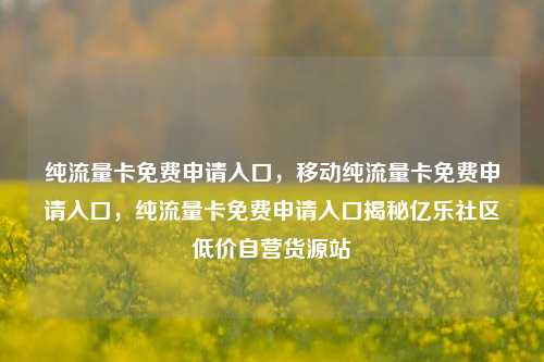 纯流量卡免费申请入口，移动纯流量卡免费申请入口，纯流量卡免费申请入口揭秘亿乐社区低价自营货源站  第1张