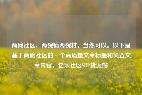 两碗社区，两碗镇两碗村，当然可以。以下是基于两碗社区的一个高质量文章标题和简要文章内容	，亿乐社区SUP货源站  第1张
