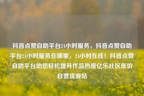 抖音点赞自助平台24小时服务，抖音点赞自助平台24小时服务在哪里，24小时在线！抖音点赞自助平台助您轻松提升作品热度亿乐社区低价自营货源站  第1张