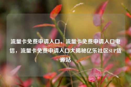 流量卡免费申请入口，流量卡免费申请入口电信，流量卡免费申请入口大揭秘亿乐社区SUP货源站  第1张