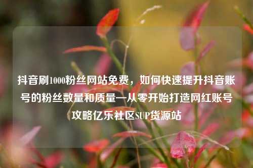抖音刷1000粉丝网站免费	，如何快速提升抖音账号的粉丝数量和质量—从零开始打造网红账号攻略亿乐社区SUP货源站  第1张