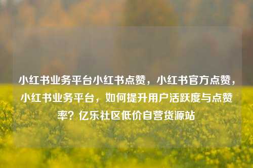小红书业务平台小红书点赞，小红书官方点赞	，小红书业务平台，如何提升用户活跃度与点赞率？亿乐社区低价自营货源站  第1张