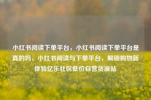 小红书阅读下单平台	，小红书阅读下单平台是真的吗，小红书阅读与下单平台，解锁购物新体验亿乐社区低价自营货源站  第1张