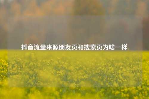 抖音流量来源朋友页和搜索页为啥一样  第1张