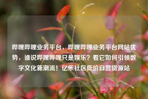 哔哩哔哩业务平台	，哔哩哔哩业务平台网站优势，谁说哔哩哔哩只是娱乐？看它如何引领数字文化新潮流！亿乐社区低价自营货源站  第1张